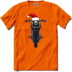 Kerst motor - T-Shirt - Meisjes - Oranje - Maat 12 jaar