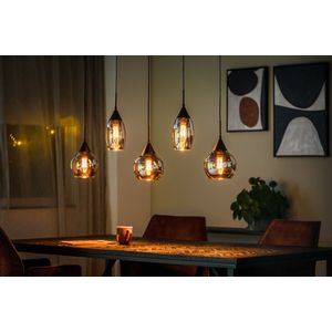 M2-meubels Hanglamp | 5 fittingen met rookglas | 26 x 30 x 122cm