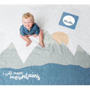 Lulujo Baby's First Year - swaddle & cards - I will move mountains