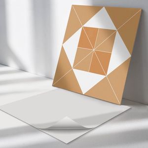 Wallfluent Vinyl Wandpaneel - Geometrie in tinten Zelfklevende Wandbekleding - 50 cm x 50 cm - Beige Vinyl Wandpaneel - 4 stuks - Vierkant Wandbekleding Vinyl - Texturen Wandpaneel - Wandpaneel PVC - Wandpaneel Keuken en Badkamer