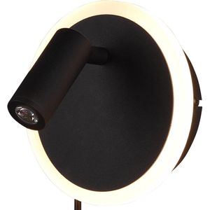 LED Wandlamp - Trion Jodan - 7W - Warm Wit 3000K - Rond - Mat Zwart - Aluminium