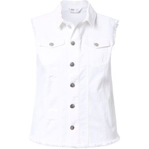 Angel of Style Angel of Style - Dames - Jeansvest open randen ronde zoom - Sneeuwwit - Maat 46