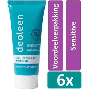 Deoleen Deodorant Creme 50 ml Sensitive 6 stuks Voordeelverpakking