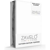 Zavelo Deluxe Katoen-Satijn Topper Hoeslaken Wit - 1 Persoons (90x220 cm) - Heerlijk Zacht - Rondom Elastisch - Perfecte Pasvorm