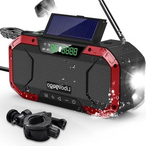 Zwengelradio met mobiele telefoonoplaadfunctie en zonne-energie - 5000 mAh - 7W IPX5 waterdichte Bluetooth-luidspreker - Draagbare AM/FM-noodradio met autoscan - Zaklamp - LED-leeslamp - Outdoor camping uitrusting - Noodgevallen