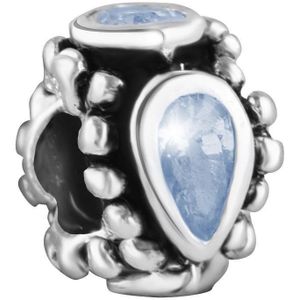 Quiges - 925 - Bedels -Sterling zilver - Beads - Zirkonia Licht Blauw Kraal Charm - Geschikt – voor - Pandora - Armband Z468