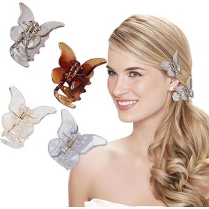 4 stuks kleine vlinderhaarklemmen - antislip haarspeld mat - voor vrouwen, meisjes en dames met dik haar