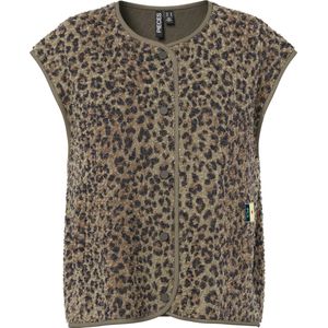 Pieces Gilet Pckatty Teddy Vest Bc 17162344 Tannin/leopard Dames Maat - M