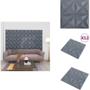 vidaXL Wandpaneel EPS - 50 x 50 cm - Origamigrijs (12x) - Wandpaneel