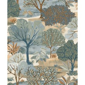 Allure - Bomen - Behang Woonkamer - Behang Slaapkamer - Wandbekleding - Blauw - 0,53 x 10,05 M.