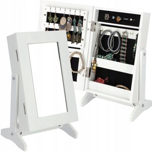 KADAX - Sieradendoos - Wit - 21 x 15 x 38,5 cm - MDF-plaat met Spiegel