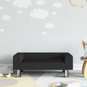 vidaXL Kinderbank - Fluweel - Zwart - 70x45x26,5 cm Kinderstoel - Kindermeubel - Kids Bank - Miniban - Kinderzitplaats