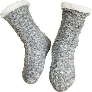 Zeynomax - Warme Winter Mannen Slipper Sokken | Gezellige Pluizige Fleece Voering | Antislip Grips | Xmas Kousen | Grijs | Maat US 7-10 | Indoor Thuisgebruik | Cadeau voor Mannen