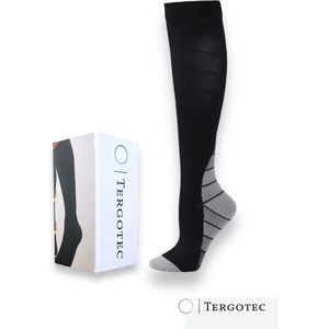 Tergotec Premium Compressiekousen L/XL (40-44) 2025 design – **BEST QUALITY** Steunkousen voor Sport, Werk & Reizen / Zwart grijs / Black Grey