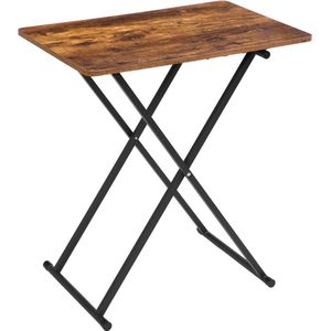 Bijzettafel inklapbaar, extra grote banktafel, verstelbare hoogte klaptafel, 60 x 40 x 60 cm, tv-lade in industriële stijl, dienblad tafel, snacktafel, eenvoudig te monteren, donkerbruin