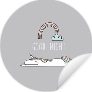 Behangsticker kinderkamer - Unicorn - Regenboog - Kinderen - Quotes - Good night - Meisjes - Muurdecoratie Meisjes - 100x100 cm