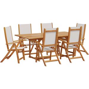 vidaXL - 7-delige - Tuinset - massief - acaciahout - en - textileen
