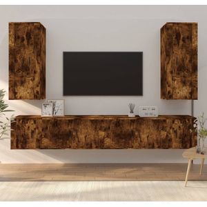 The Living Store TV-meubel X - Set van 6 - Gerookt Eiken - 40 x 34.5 x 100/80/40 cm