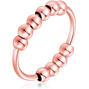 Anxiety Ring - Stress Ring - Fidget Ring - Anxiety Ring For Finger - Draaibare Ring Dames - Fidget Toys - Spinner Ring - Rose goudkleurig RVS - (15.25mm / maat 48)