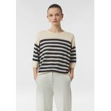 comma - Gebreide Trui - Gestreept - Lyocellmix - Ronde Halslijn
