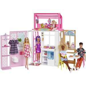Barbie Vakantiehuis met Barbiepop - Barbie huis met 2 verdiepingen