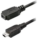 USB Mini B naar USB Mini B verlengkabel - USB2.0 / tot 1A / zwart - 1,2 meter
