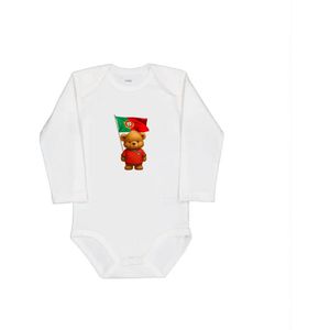 Beertje Portugal – Baby Rompertje Longsleeve Wit (0–3 mnd) |voetbal | baby |