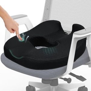 Comfortabel Donut Kussen voor Stuitbeen Pijnbestrijding en Lang Zitten - Memory Foam - Zwart - 18.5 * 17.5 * 5.5in