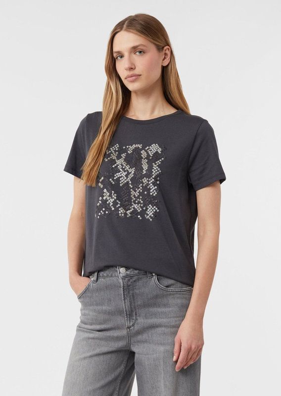 comma - T-Shirt - Jersey - Met Opvallende Folieprint