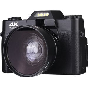 Trendy Digitale 4K Vlog Camera | Wi-Fi | 16 GB Geheugenkaart | 2 Extra Lenzen
