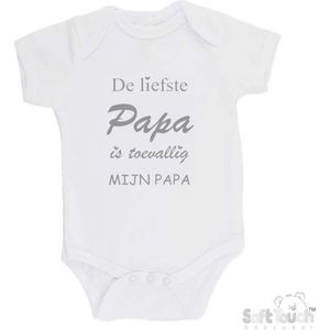 100% katoenen Romper ""De liefste papa is toevallig mijn papa"" Unisex Katoen Wit/grijs Maat 62/68