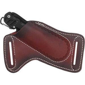 Allecto Plus - Leren Messenschede voor EDC-Gereedschap | Zakmesschede | Mannencadeau met Mesholsterriem | Opvouwbare Zakmeshouder | Compacte Trekmesdrager (Donkerbruin)