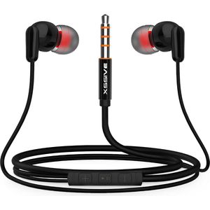 Oortjes met draad - 3,5mm Jack Aansluiting - In Ear Oordopjes met microfoon - Ingebouwde afstandsbediening - Zwart