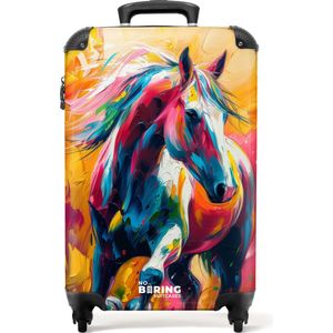 NoBoringSuitcases.com - Koffer - Olieverf kunstwerk van een galopperend paard - Past binnen 55x40x20 cm en 55x35x25 cm - Trolley handbagage - Valiezen met wieltjes volwassenen - Reiskoffer op wielen - Rolkoffer lichtgewicht