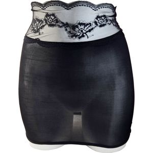 BamBella® - Erotische rok - Onesize - Doorzichtig doorschijnend stretch Zwart met Kant
