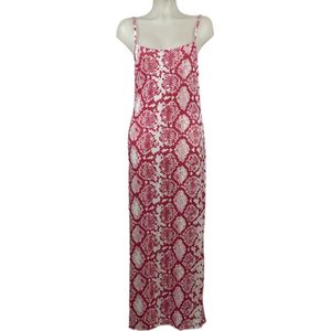 Angelle Milan – Travelkleding voor dames – Roze/Witte Lange Jurk met Bandjes – Ademend – Kreukherstellend – Duurzame jurk - In 5 maten - Maat S