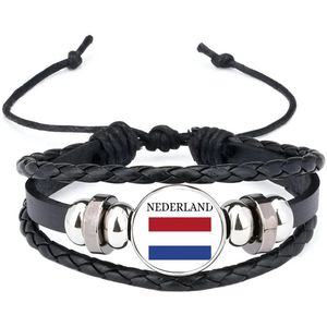 Akyol - nederland armband zwart - Amsterdam - toeristen nederlanders - rood wit blauw - holland - cadeau - kado