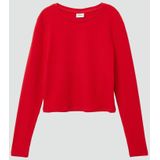 T-shirt - Cropped - Lange Mouwen - Geribbelde Katoenmix