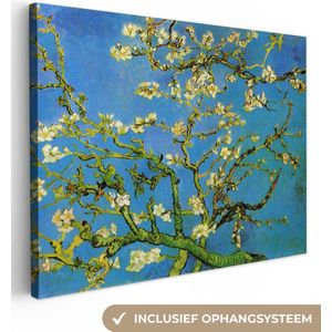 Vincent van Gogh - Amandelbloesem - Canvas - Blauw - Vincent - Kunst - 120x90 cm - Muurdecoratie
