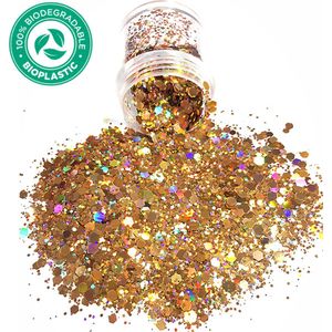 Chunky Festival Glitters (Rose goud) [Volume 8g - Festival Roze Gold Jewels Glitter Outfit Lichaam en Gezicht - Make-up Diamond Dots Face Body - Diamantjes Strass Steentjes - Kinderen Volwassenen Dames Makeup Tattoo]