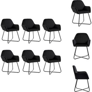 vidaXL Eetstoelen - Set van 6 - Fluweel - Zwart - 61 x 61 x 84 cm - Comfortabel en stabiel - Eetkamerstoel
