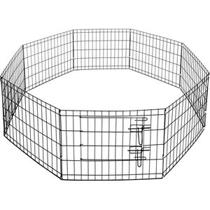 Springos Hondenbench - Dierenkooi - Dierenbox - Metaal - Zwart - 155 x 61 cm