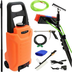 Telescoop glasbewassing set - 6M - 30L - Accu - Steel - Borstel - Reservoir Trolley