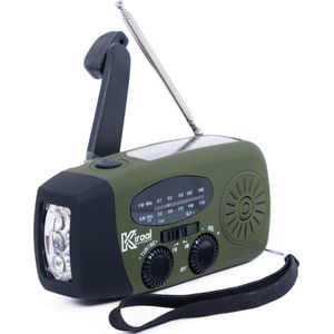 Kiraal – Noodradio Opwindbaar met Accu & Zonnepaneel | Voor Rampen - Noodpakket - Camping & Stroomuitval – Inclusief Nederlandse Handleiding - Legergroen
