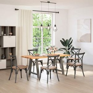 vidaXL - Eettafel - met - natuurlijke - rand - massief - eikenhout - rechthoekig