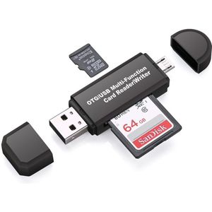 SD Kaartlezer - Micro USB - Zwart - USB Adapter - OTG Kaartlezer