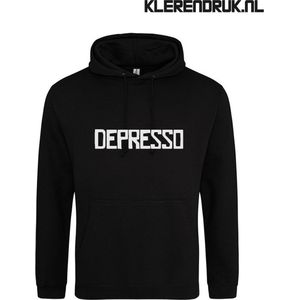 Depresso | Hoodie | Sweater | Capuchon | Trui | Hooded | Print | Depresso | Feest | Carnaval | Party | Zwart | Maat XS