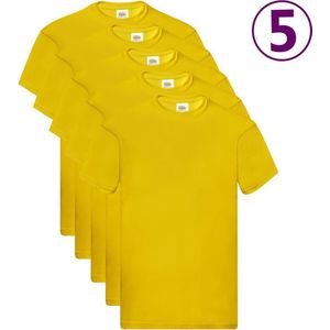 Fruit of the Loom T-shirts Original 5 st S katoen geel