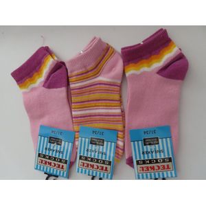 Sokken - Sokka - 3 Pack - Meisjes - Effen en streepje - 31 / 34