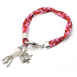 Zoetwater parel armband Pearl Charm Suede - echte parel - wit - rood - roze - zilver - suède look